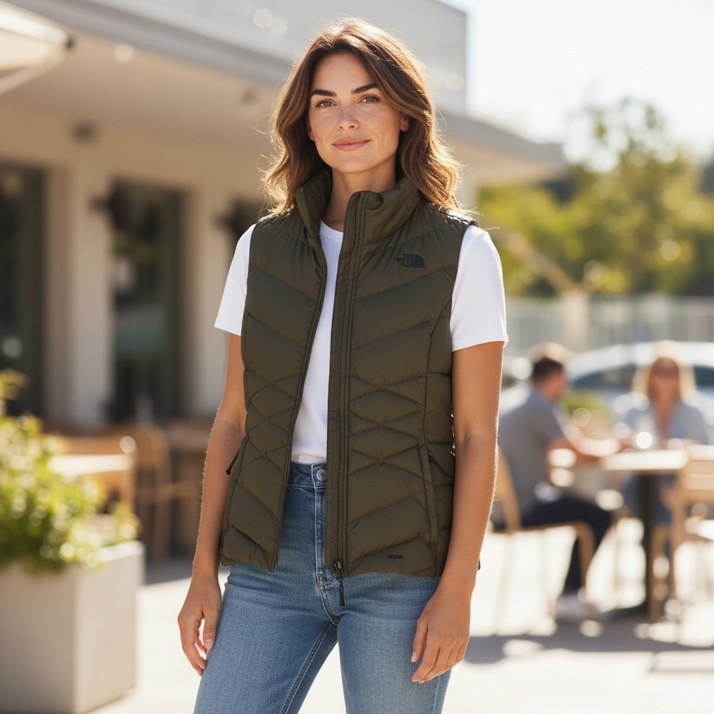 The North Face Down Fill 550 puffer vest olive green medium